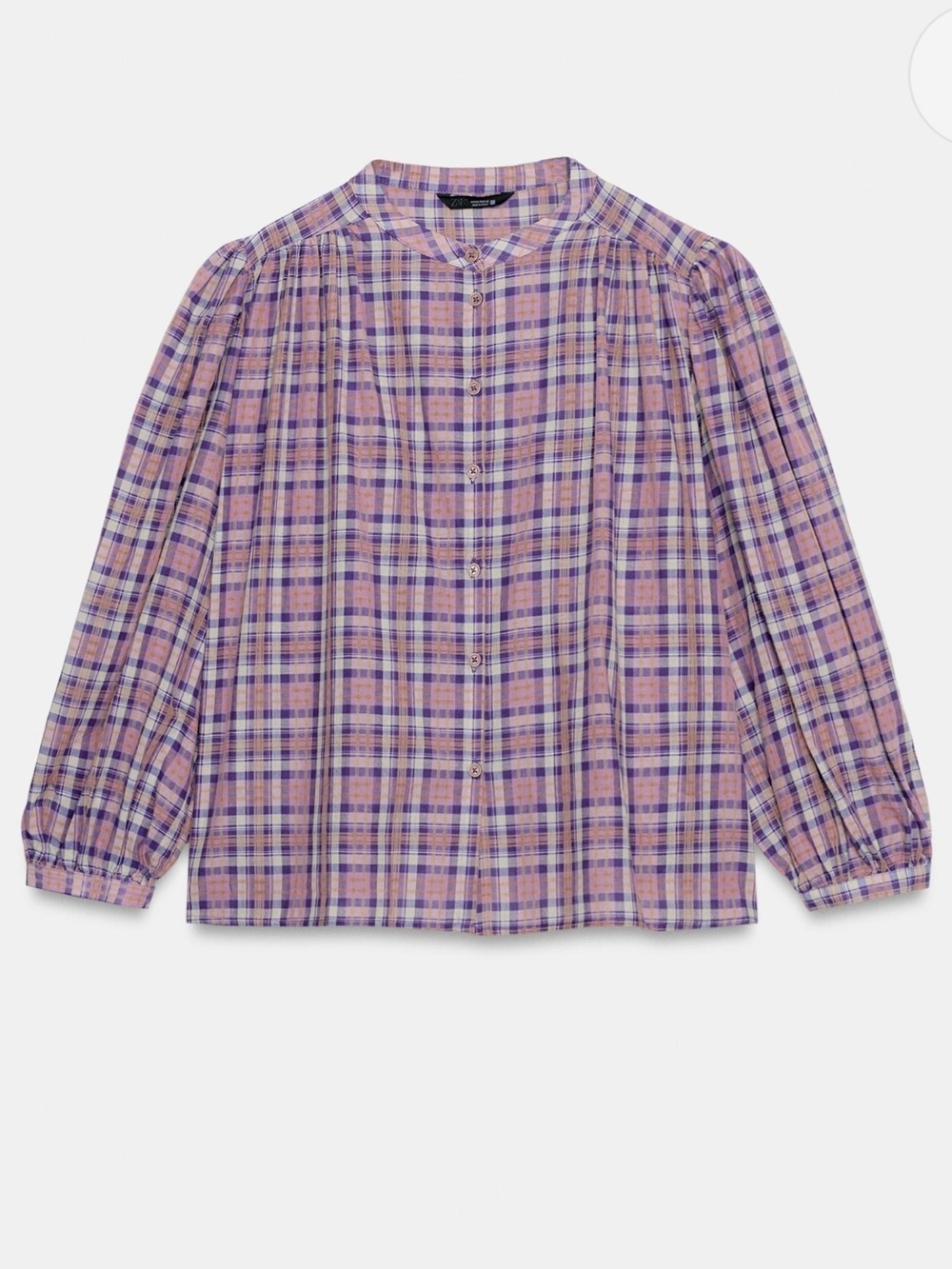 Zara Plaid Button-Front Top (M) - Picture 5 of 7